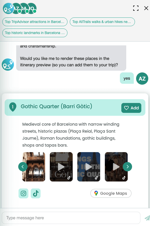 Планирование групповой поездки через AI-чат